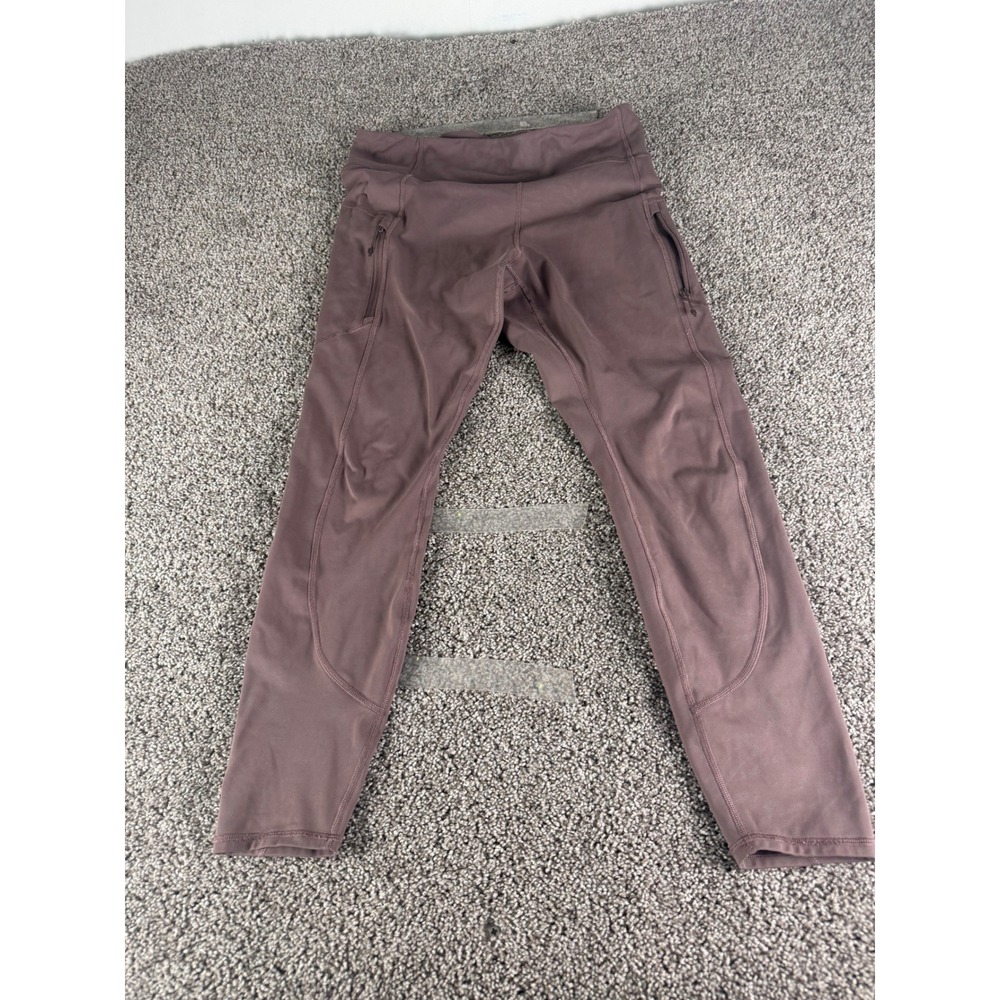 Athleta All In 7/8 Tights Mauve Purple Running Leggings Zip Pockets Women Small